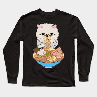 Cat Eating Spaghetti Long Sleeve T-Shirt